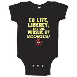 Deadpool, Deadpool Shirt, To Life, Liberty And Pursuit Of Boobies, Funny Shirt, Birthday Baby One Piece Deadpool, Deadpool Shirt, To Life, Liberty And Pursuit Of Boobies, Funny Shirt, Birthday Baby One Piece