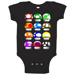 All Mario Mushrooms Video Game Baby One Piece All Mario Mushrooms Video Game Baby One Piece
