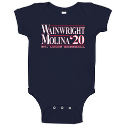 Wainwright Molina '20 St. Louis Cardinals Baseball Fan Adam Wainwright Yadier Molina Grand Slam 2020 Campaign Navy Baby One Piece Wainwright Molina '20 St. Louis Cardinals Baseball Fan Adam Wainwright Yadier Molina Grand Slam 2020 Campaign Navy Baby One Piece