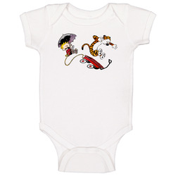 Calvin And Hobbes White Baby One Piece Calvin And Hobbes White Baby One Piece