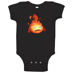 Howl's Moving Castle - Calcifer - Cute Black Baby One Piece Howl's Moving Castle - Calcifer - Cute Black Baby One Piece