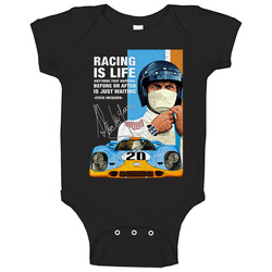 Racing Is Life Steve Mc Queen Black Flat Baby One Piece Racing Is Life Steve Mc Queen Black Flat Baby One Piece