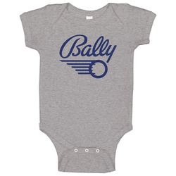 Bally Pinball Retro Mens  Grey Baby One Piece