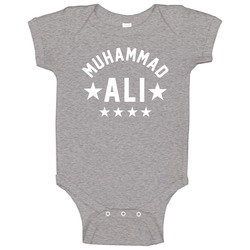 Muhammad Ali 5 Star Charcoal Gray Baby One Piece Muhammad Ali 5 Star Charcoal Gray Baby One Piece