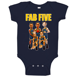 Fab Five Michigan College Basketball Caricature Cartoon Baby One Piece Fab Five Michigan College Basketball Caricature Cartoon Baby One Piece