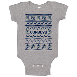 Cowboys Football Ugly Christmas Sweater T Shirt - Dallas Cowboys Team Colors Baby One Piece