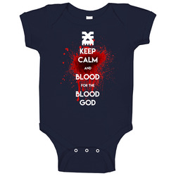 Warhammer 40k Chaos Khorne Blood For The Blood God Tee Navy Baby One Piece Warhammer 40k Chaos Khorne Blood For The Blood God Tee Navy Baby One Piece