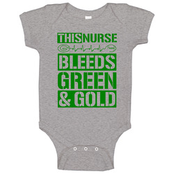 This Nurse Bleeds Green and Gold Football T Shirt - Green Bay Team Colors Baby One Piece