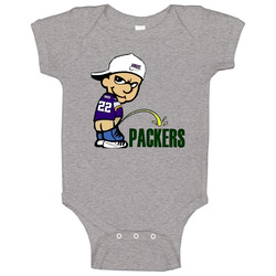 Vikings Fan Pissing On The Packers Wearing Smith 22 Jersey Minnesota Vikings Rule Packers Suck Funny Baby One Piece Vikings Fan Pissing On The Packers Wearing Smith 22 Jersey Minnesota Vikings Rule Packers Suck Funny Baby One Piece