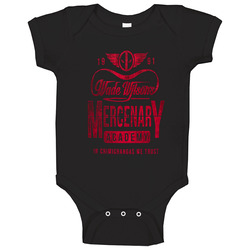 Deadpool T Shirt Wade Wilsons Mercenary Academy In Chimichanga We Trust Baby One Piece Deadpool T Shirt Wade Wilsons Mercenary Academy In Chimichanga We Trust Baby One Piece