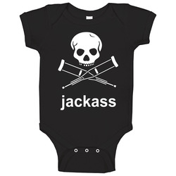 Jackass Skull And Crutches Baby One Piece Jackass Skull And Crutches Baby One Piece
