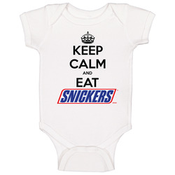 Keep Calm And Eat Snickers Chocolate Bar Baby One Piece