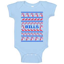 Bills Football Ugly Christmas Sweater T Shirt - Buffalo Bills Team Colors Baby One Piece