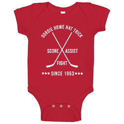 Gordie Howe Mr Hockey Tribute Hat Trick Goal Assist Fight Hockey Baby One Piece Gordie Howe Mr Hockey Tribute Hat Trick Goal Assist Fight Hockey Baby One Piece