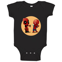 Deadpool T Shirt Spraying Spiderman With Pesticide Cute Cartoon Comic Graphic Image Baby One Piece Deadpool T Shirt Spraying Spiderman With Pesticide Cute Cartoon Comic Graphic Image Baby One Piece