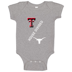 Texas Tech & Texas House Divided Sports Gift Baby One Piece Texas Tech & Texas House Divided Sports Gift Baby One Piece