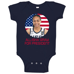 Allisha Gray For President United States Usa Olympic Athlete Baby One Piece Allisha Gray For President United States Usa Olympic Athlete Baby One Piece