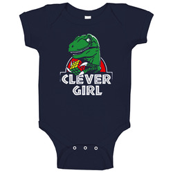 New Clever Girl Jurassic Park Velociraptor Dinosaur Funny Navy Baby One Piece New Clever Girl Jurassic Park Velociraptor Dinosaur Funny Navy Baby One Piece