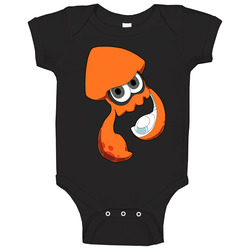 Splatoon - Orange Inkling Squid - Black Baby One Piece Splatoon - Orange Inkling Squid - Black Baby One Piece