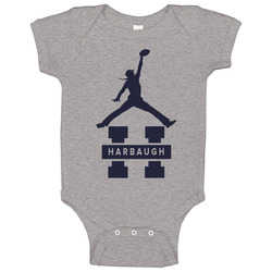 Jim Harbaugh Jumpman Khakis Michigan Football Baby One Piece Jim Harbaugh Jumpman Khakis Michigan Football Baby One Piece