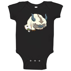 Avatar The Last Airbender - Appa And Momo - Cute Black Baby One Piece Avatar The Last Airbender - Appa And Momo - Cute Black Baby One Piece