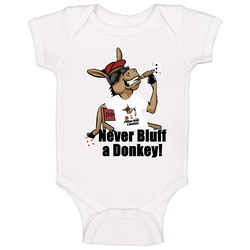 Never Bluff A Donkey Poker Hold Em Funny Baby One Piece Never Bluff A Donkey Poker Hold Em Funny Baby One Piece