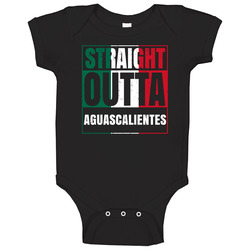Straight Outta Aguascalientes Mexican City Mexico Grunge Parody Baby One Piece Straight Outta Aguascalientes Mexican City Mexico Grunge Parody Baby One Piece