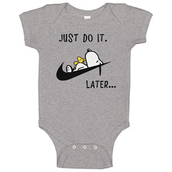 Snoopy Dog Just Do It Later Lazy Woodstock Baby One Piece