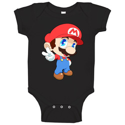 Super Smash Bros. - Super Mario Bros. - Mario - Cute Black romper jumpsuit Baby One Piece Super Smash Bros. - Super Mario Bros. - Mario - Cute Black romper jumpsuit Baby One Piece