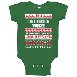 Construction Worker Assume Never Wrong Ugly Sweater Job Christmas romper jumpsuit Baby One Piece Construction Worker Assume Never Wrong Ugly Sweater Job Christmas romper jumpsuit Baby One Piece