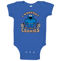 I Workout T-shirt Funny Gym Tee Cookie Monster romper jumpsuit Baby One Piece I Workout T-shirt Funny Gym Tee Cookie Monster romper jumpsuit Baby One Piece
