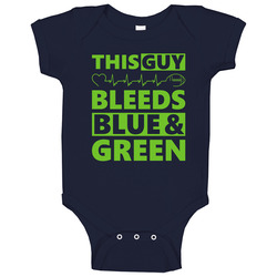 Seattle Seahawks- This Guy Bleeds Blue And Green romper jumpsuit Baby One Piece Seattle Seahawks- This Guy Bleeds Blue And Green romper jumpsuit Baby One Piece