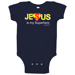 Jesus Is My Superhero Navy romper jumpsuit Baby One Piece Jesus Is My Superhero Navy romper jumpsuit Baby One Piece