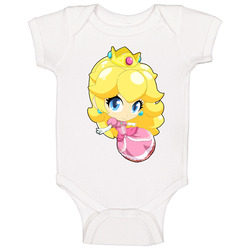Super Smash Bros. - Super Mario Bros. - Peach - Cute White romper Baby One Piece Super Smash Bros. - Super Mario Bros. - Peach - Cute White romper Baby One Piece