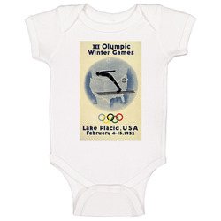 Lake Placid Winter Olympics 1932 Retro Olympiad Grunge Logo World Sport Event romper Baby One Piece