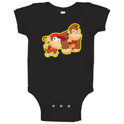 Donkey Kong And Diddy Kong - Cute Black romper Baby One Piece Donkey Kong And Diddy Kong - Cute Black romper Baby One Piece