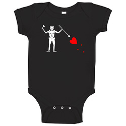 Black Beard Pirate Flag T-shirt Edward Teach Black Tee Shirt Jolly Roger Skeleton Bones & Heart romper Baby One Piece Black Beard Pirate Flag T-shirt Edward Teach Black Tee Shirt Jolly Roger Skeleton Bones & Heart romper Baby One Piece
