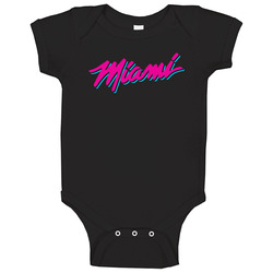 Miami Heat Retro Vice City Nba Basketball Team Fan Basketball Lovers Birthday Gift Black romper Baby One Piece