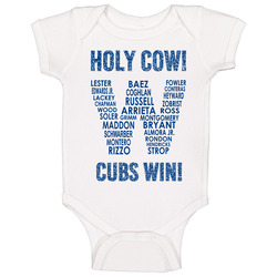 Holy Cow Cubs Win 2016 World Series Roster In W Flag Chicago romper Baby One Piece Holy Cow Cubs Win 2016 World Series Roster In W Flag Chicago romper Baby One Piece