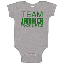 Jamaican Track And Field Bolt Gold 100 200 Meters romper Baby One Piece