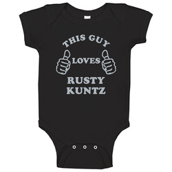 This Guy Loves Rusty Kuntz Chicago Baseball Sports romper Baby One Piece This Guy Loves Rusty Kuntz Chicago Baseball Sports romper Baby One Piece