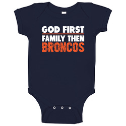 God Family Broncos Denver T Shirt Christian NFL Tee romper Baby One Piece