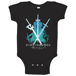 Sword Art Online Kirito And Asuna Elucidator, Dark Repulser, And Lambent Light Weapons Graphic romper Baby One Piece Sword Art Online Kirito And Asuna Elucidator, Dark Repulser, And Lambent Light Weapons Graphic romper Baby One Piece