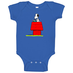 Snoopy Typing On Dog House Charlie Brown A Pig In romper Baby One Piece Snoopy Typing On Dog House Charlie Brown A Pig In romper Baby One Piece