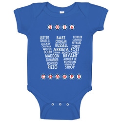 Cubs World Series Champs T Shirt Roster in W Flag 2016 Champions Team Names with Chicago Letters romper Baby One Piece Cubs World Series Champs T Shirt Roster in W Flag 2016 Champions Team Names with Chicago Letters romper Baby One Piece