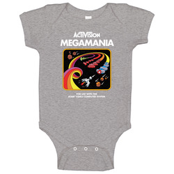 Megamania, T-Shirt, Activision, Arcade, Video Game, Atari, Retro, 80's, Box romper Baby One Piece Megamania, T-Shirt, Activision, Arcade, Video Game, Atari, Retro, 80's, Box romper Baby One Piece