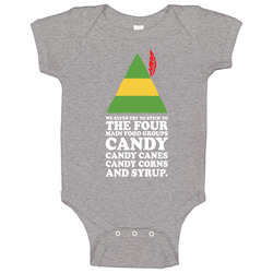 The Four Main Food Groups Elf romper Baby One Piece