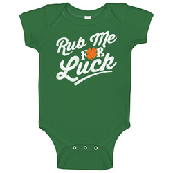 Rub Me For Luck Funny St. Patrick's Day Irish Worn Look romper Baby One Piece Rub Me For Luck Funny St. Patrick's Day Irish Worn Look romper Baby One Piece