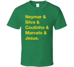 Brazil Neymar Silva Coutinho Marcelo Jesus World Cup Team Fan T Shirt Brazil Neymar Silva Coutinho Marcelo Jesus World Cup Team Fan T Shirt