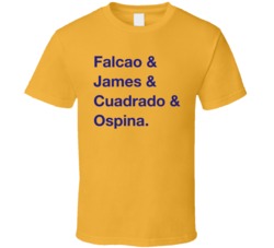 Colombia Falcao James Cuadrado Ospina World Cup Players Fan T Shirt Colombia Falcao James Cuadrado Ospina World Cup Players Fan T Shirt